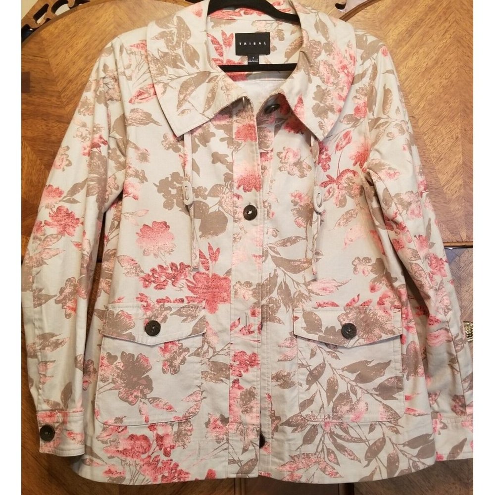 Tribal Size 8 Women's Cotton/Spandex Floral Print Jacket